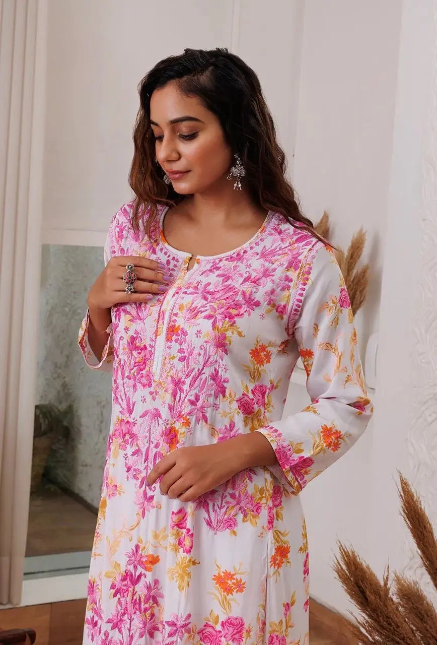 Thread Embroidery work Kurti Pant Set (Stitched) - Premium from Ethenika.com - Just INR 2190! Shop now at Ethenika.com