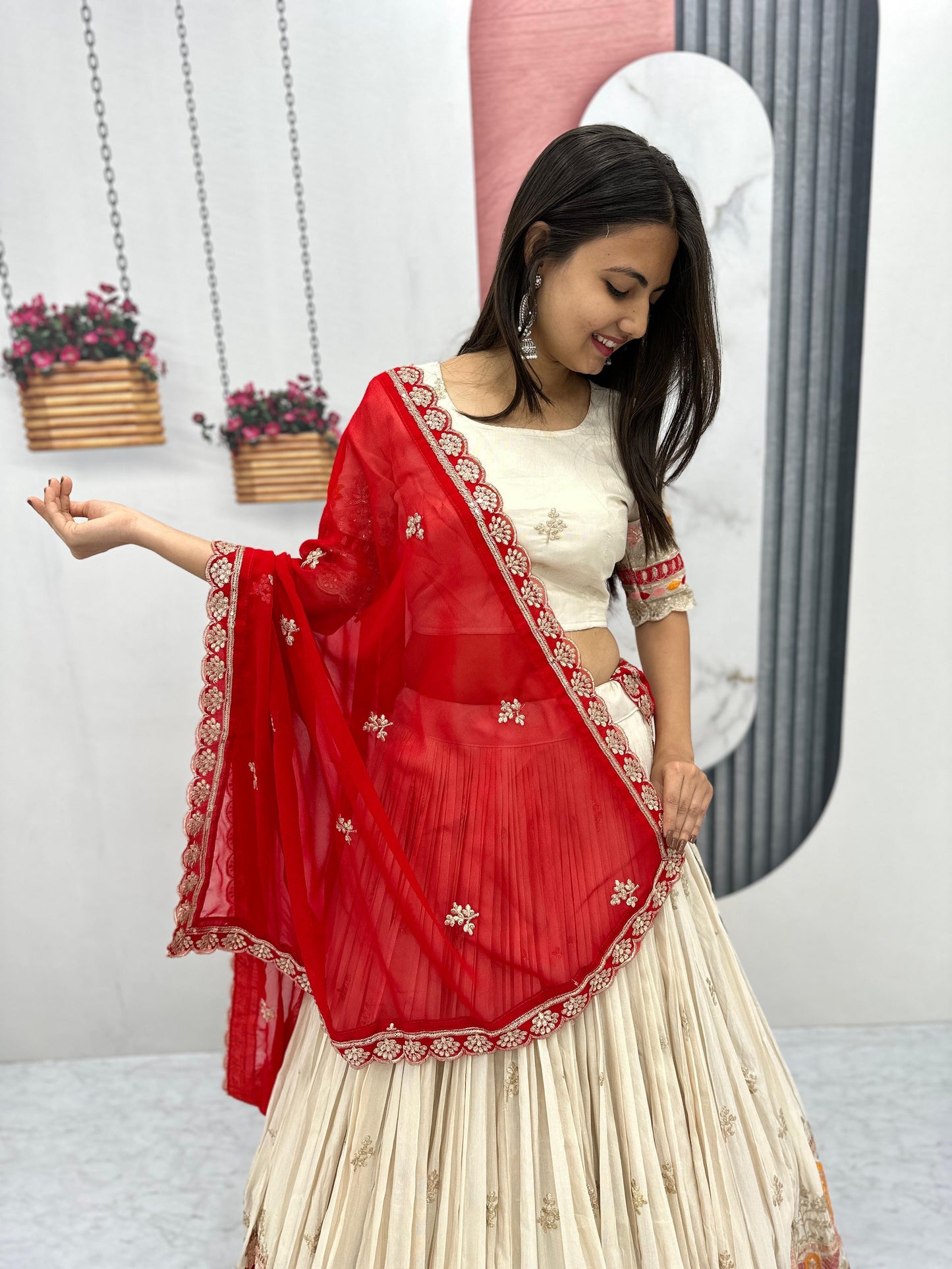 Pure Banarasi Tissue Thread Embroidery work Lehenga Choli - Premium from Ethenika.com - Just INR 4990! Shop now at Ethenika.com