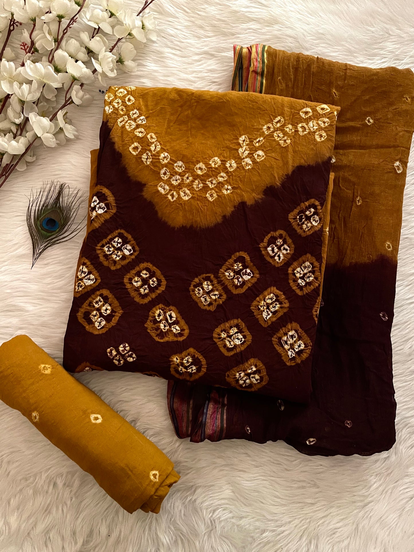 Rayon Dula Contrast Bandhani Dress Material (Unstitched) - Premium from Ethenika.com - Just INR 1290! Shop now at Ethenika.com