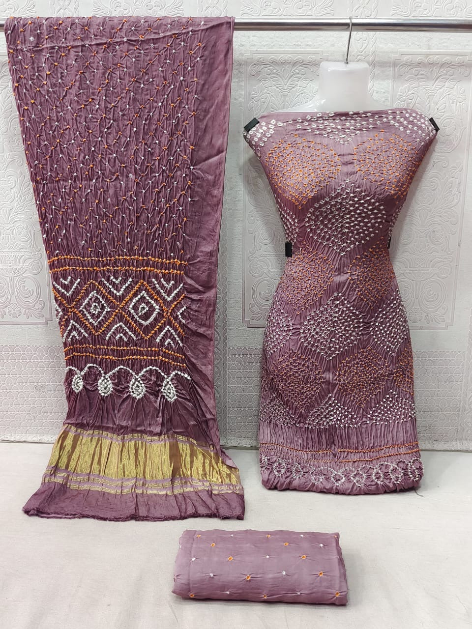 Ethenika Modal Ghazi Silk Original Kutch Hand Crafted Bandhani Dress Material - Premium from Ethenika.com - Just INR 6990! Shop now at Ethenika.com
