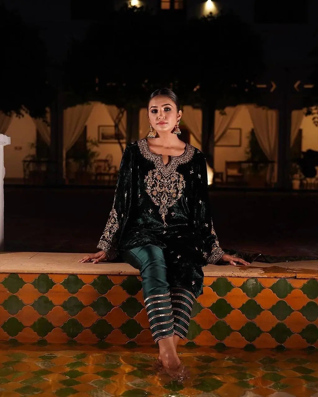 Ethenika Winter Ready to Wear Velvet Kurti Palazzo Dupatta Set - Premium  from Ethenika.com - Just INR 2790! Shop now at Ethenika.com