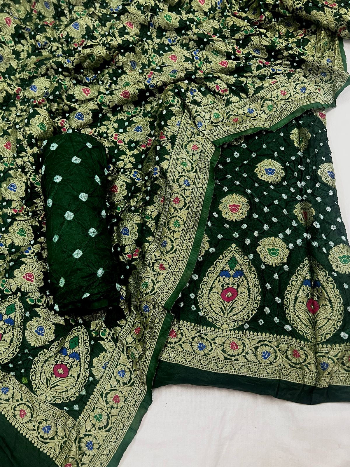 Dhupian Silk Authentic Kasab work Bandhani Dress Material (Unstitched) - Premium  from Ethenika.com  - Just INR 4990! Shop now at Ethenika.com