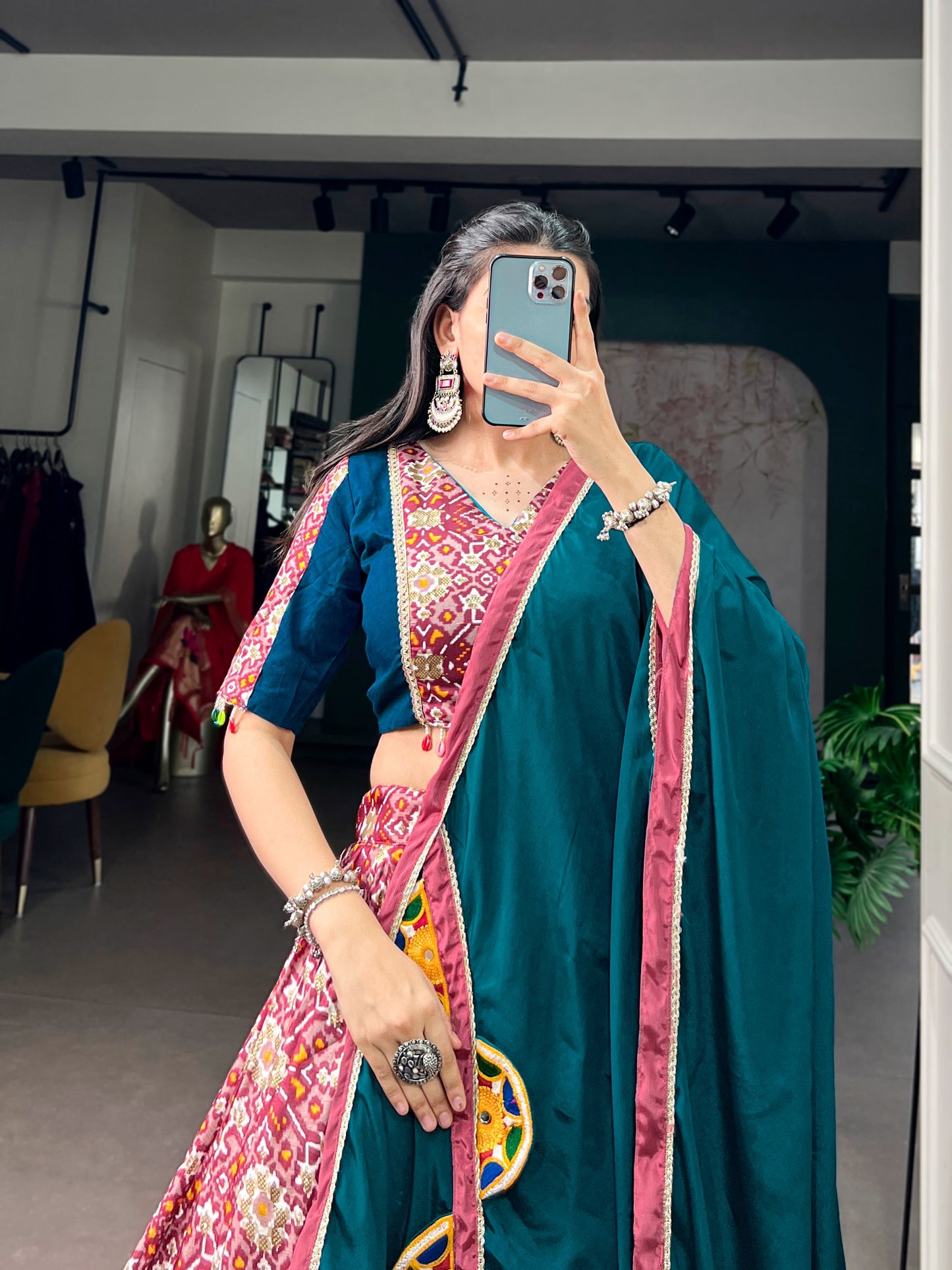Tussar Silk printed designer Chaniya Choli lehenga choli set for Navratri and Garba nights