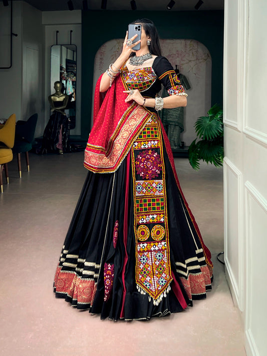 Kutchi Embroidery Rayon Chaniya Choli - Back View