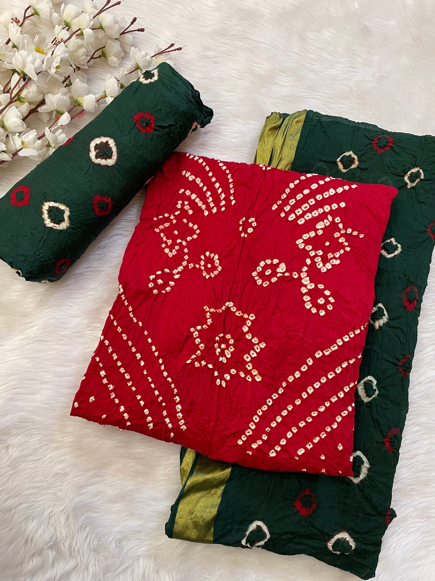 Cotton Satin Multi Color Bandhani Dress Material - Premium from Ethenika.com - Just INR 1690! Shop now at Ethenika.com