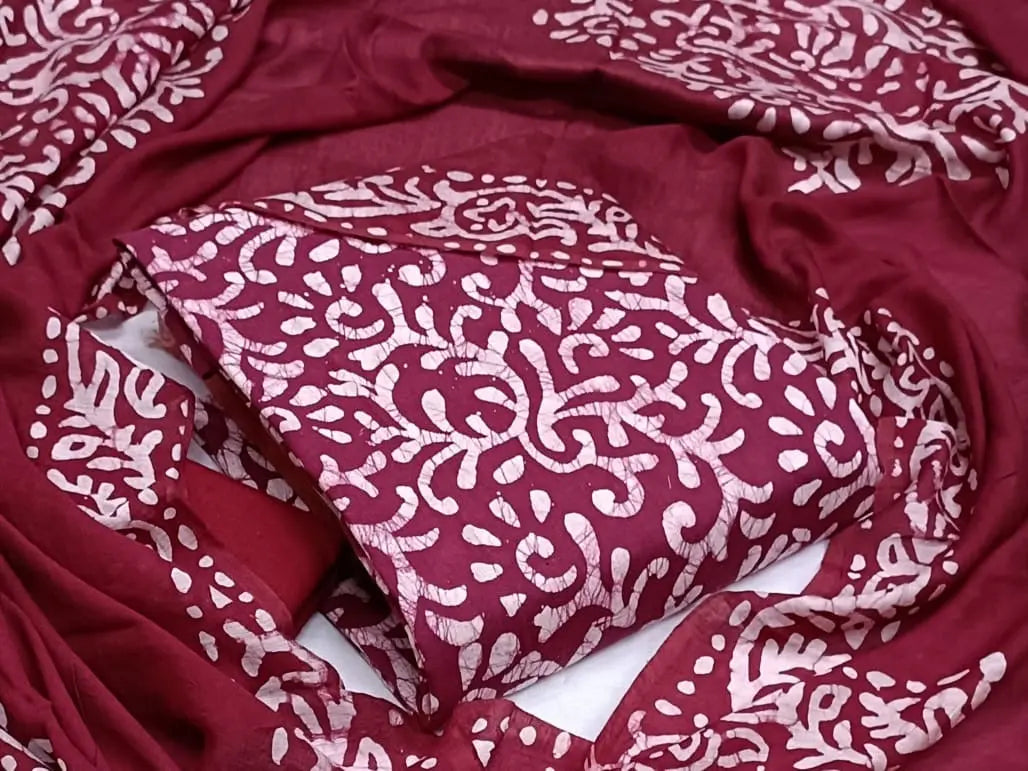 Cotton Hand Blocked Wax Batik Dress Material (Unstitched) - Premium from Ethenika.com - Just INR 1290! Shop now at Ethenika.com