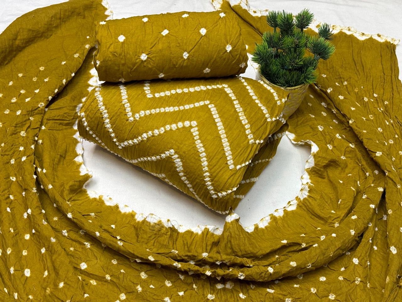 Cotton Satin W pattern Bandhani Dress Material - Premium from Ethenika.com - Just INR 1690! Shop now at Ethenika.com