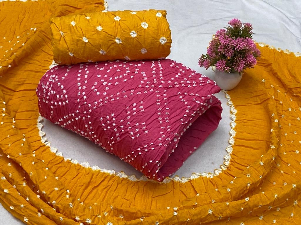 Soft Cotton Dual Contrast Kutch Bandhani Dress Material ( Unstitched) - Premium from Ethenika.com - Just INR 1690! Shop now at Ethenika.com
