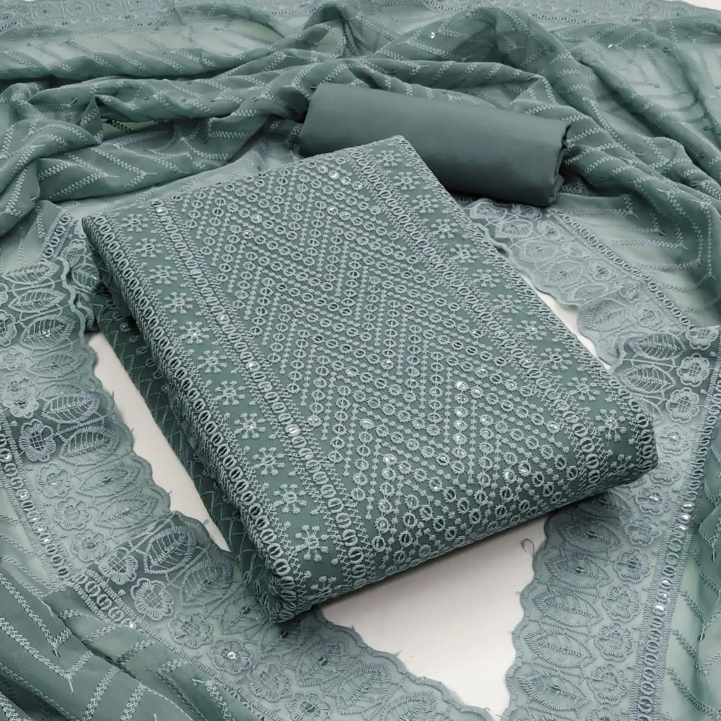 Georgette Chikankari Work Womens Dress Material (Unstitched) - Premium from Ethenika.com - Just INR 1490! Shop now at Ethenika.com