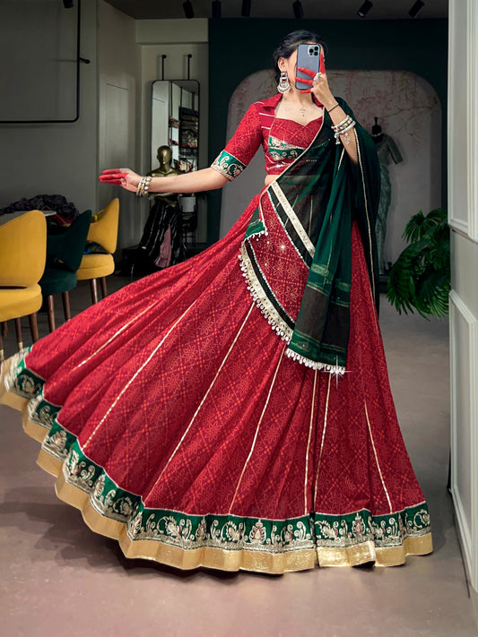Georgette Bandhani Print Designer Chaniya Choli for Garba