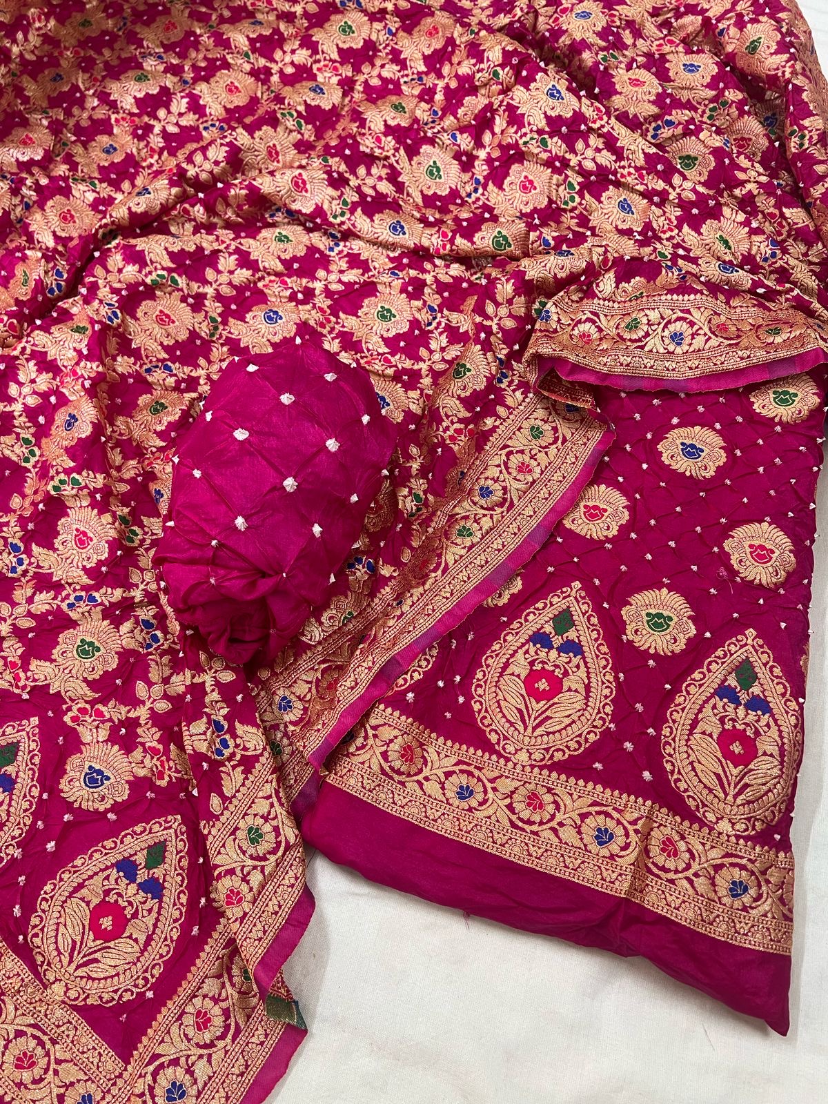 Dhupian Silk Authentic Kasab work Bandhani Dress Material (Unstitched) - Premium  from Ethenika.com  - Just INR 4990! Shop now at Ethenika.com