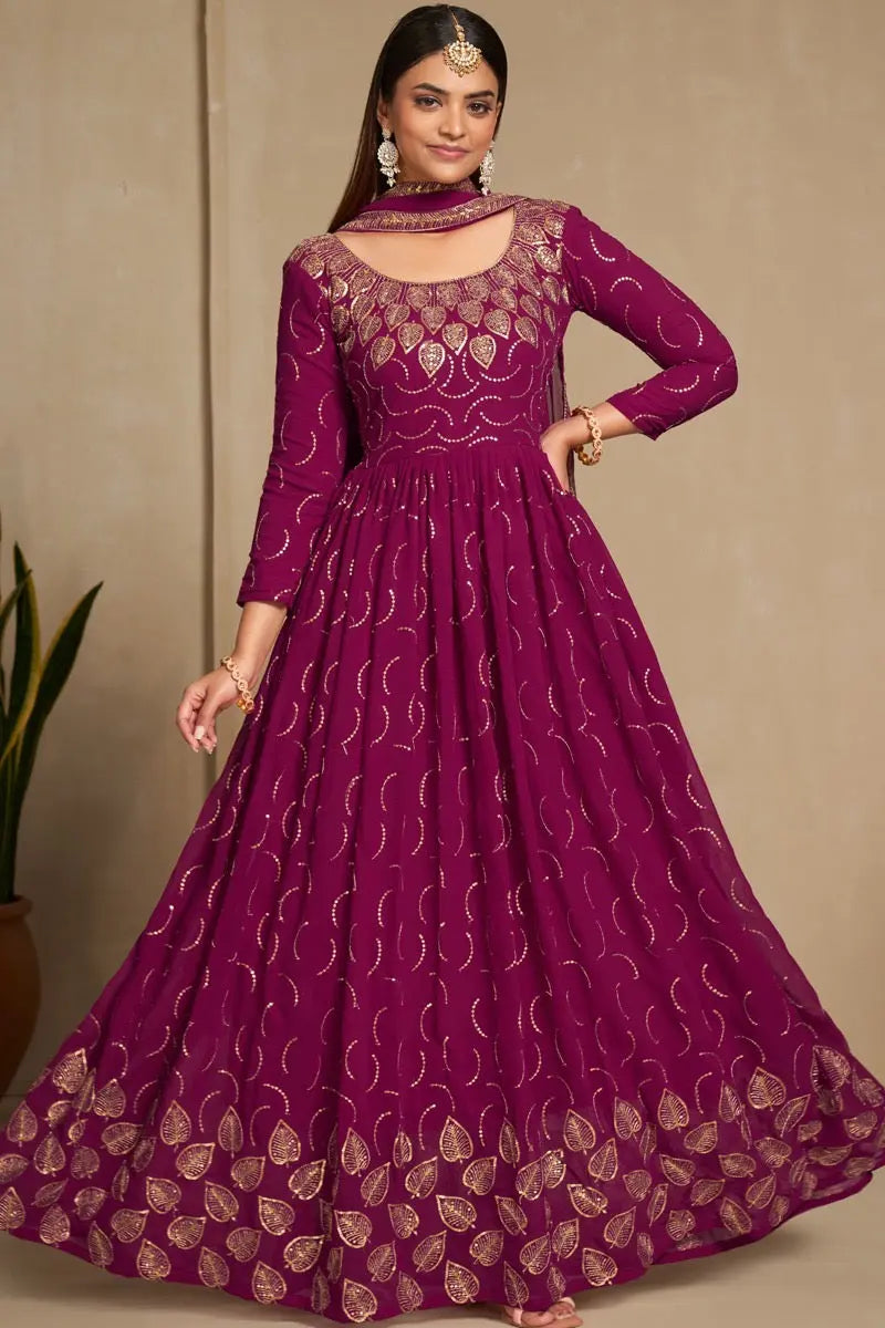 Faux Georgette Sequence Zari Embroidery Work Flair Kurti Dupatta set - Premium from Ethenika.com - Just INR 4990! Shop now at Ethenika.com