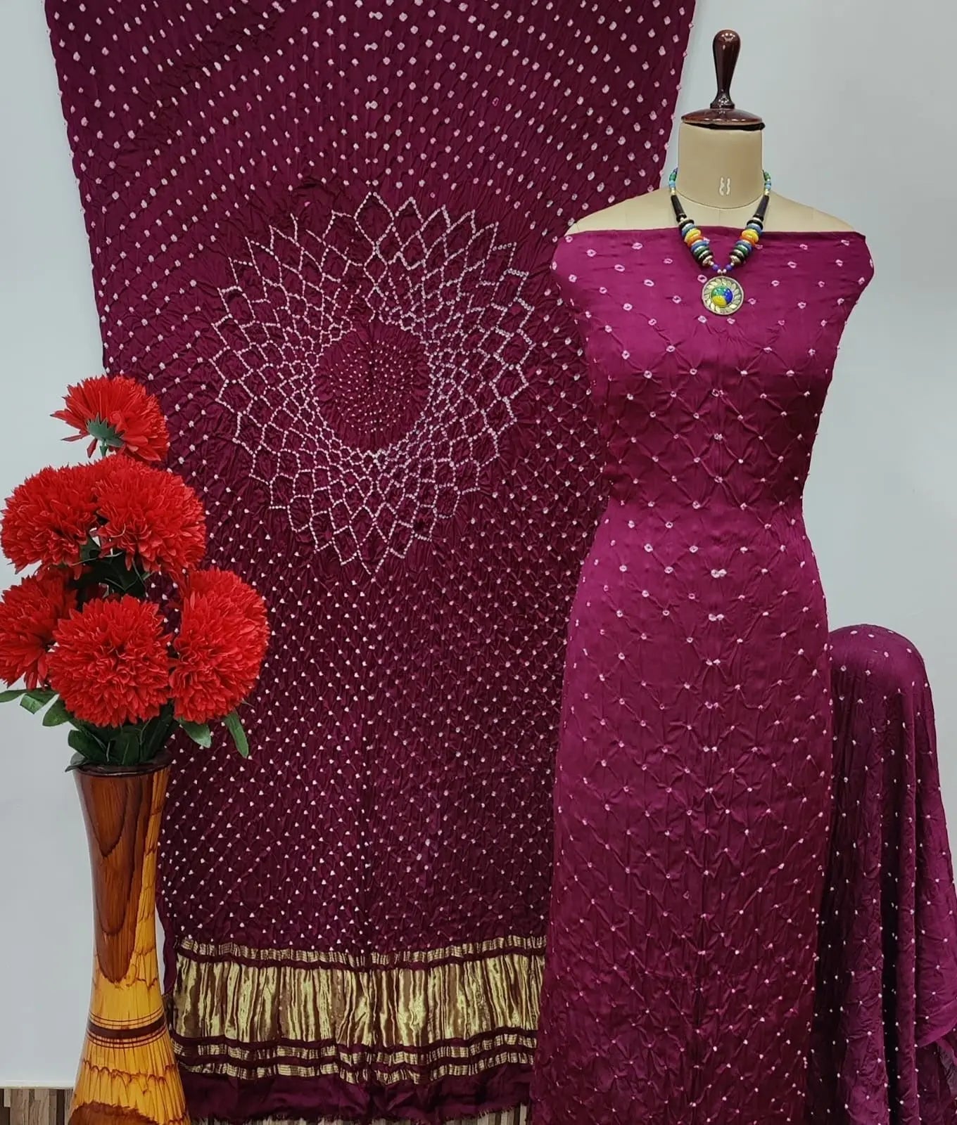 Pure Modal Silk Original Hand Crafted Bandhani Dress Material - Premium  from Ethenika.com - Just INR 4990! Shop now at Ethenika.com