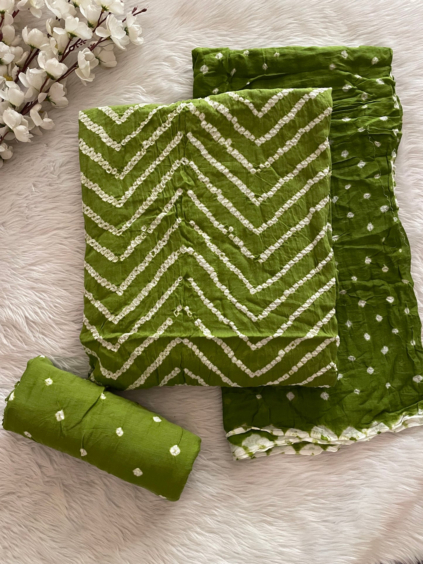 Cotton Satin Authentic Hand Crafted Kutch Bandhani Dress Material (Unstitched) - Premium from Ethenika.com - Just INR 1990! Shop now at Ethenika.com