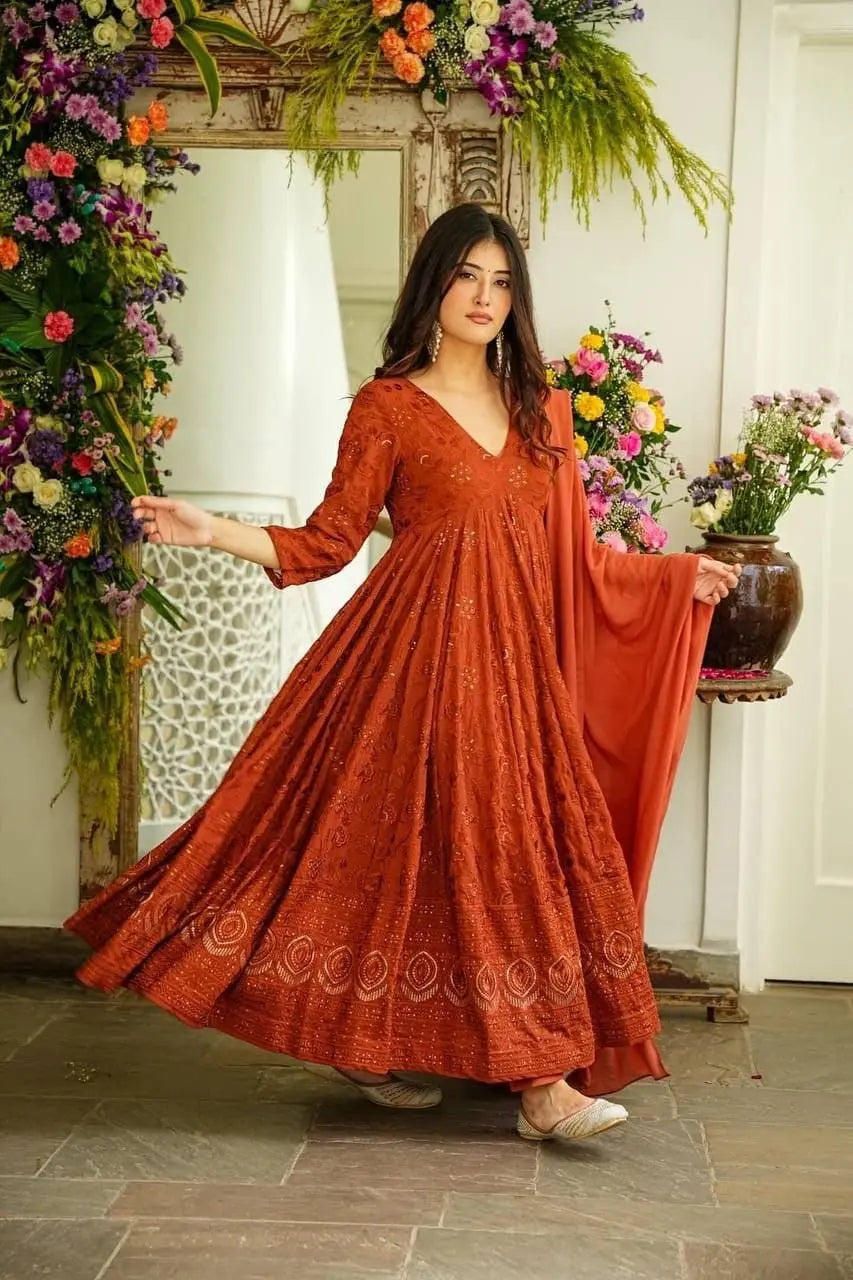 Faux Georgette Embroidery work Alia Cut Suit Set - Premium from Ethenika.com - Just INR 2590! Shop now at Ethenika.com