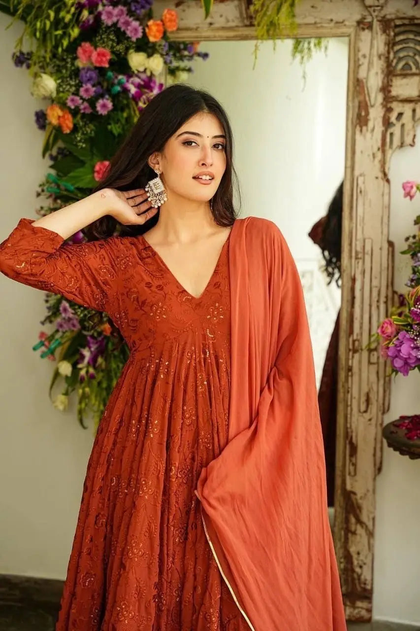 Faux Georgette Embroidery work Alia Cut Suit Set - Premium from Ethenika.com - Just INR 2590! Shop now at Ethenika.com