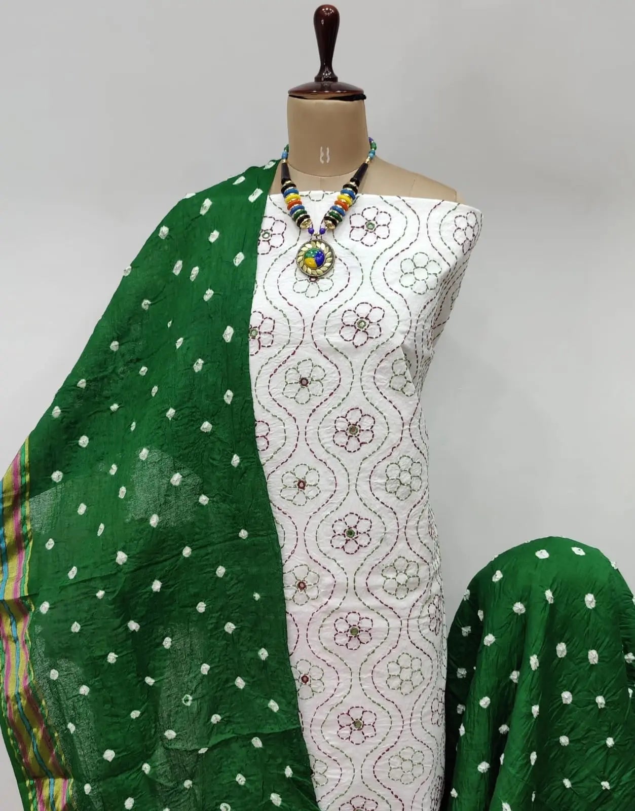 Cotton Thread Embroidery work Bandhani Dress Material - Premium  from Ethenika.com - Just INR 1790! Shop now at Ethenika.com