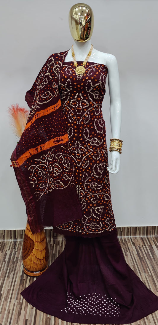 Cotton Satin Barik Bandhej Work Bandhani Dress Material - Premium  from Ethenika.com - Just INR 2190! Shop now at Ethenika.com