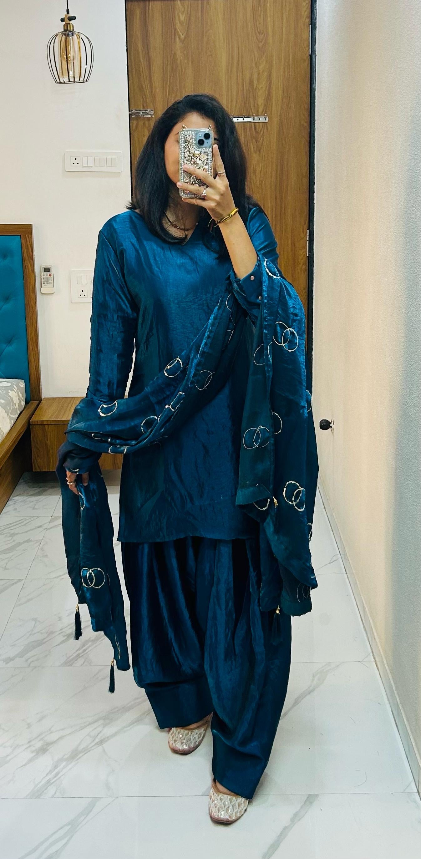 Fendi Silk Farsi Salwar designer Kurti Salwar Dupatta Set (Ready to Wear) - Premium from Ethenika.com - Just INR 2790! Shop now at Ethenika.com