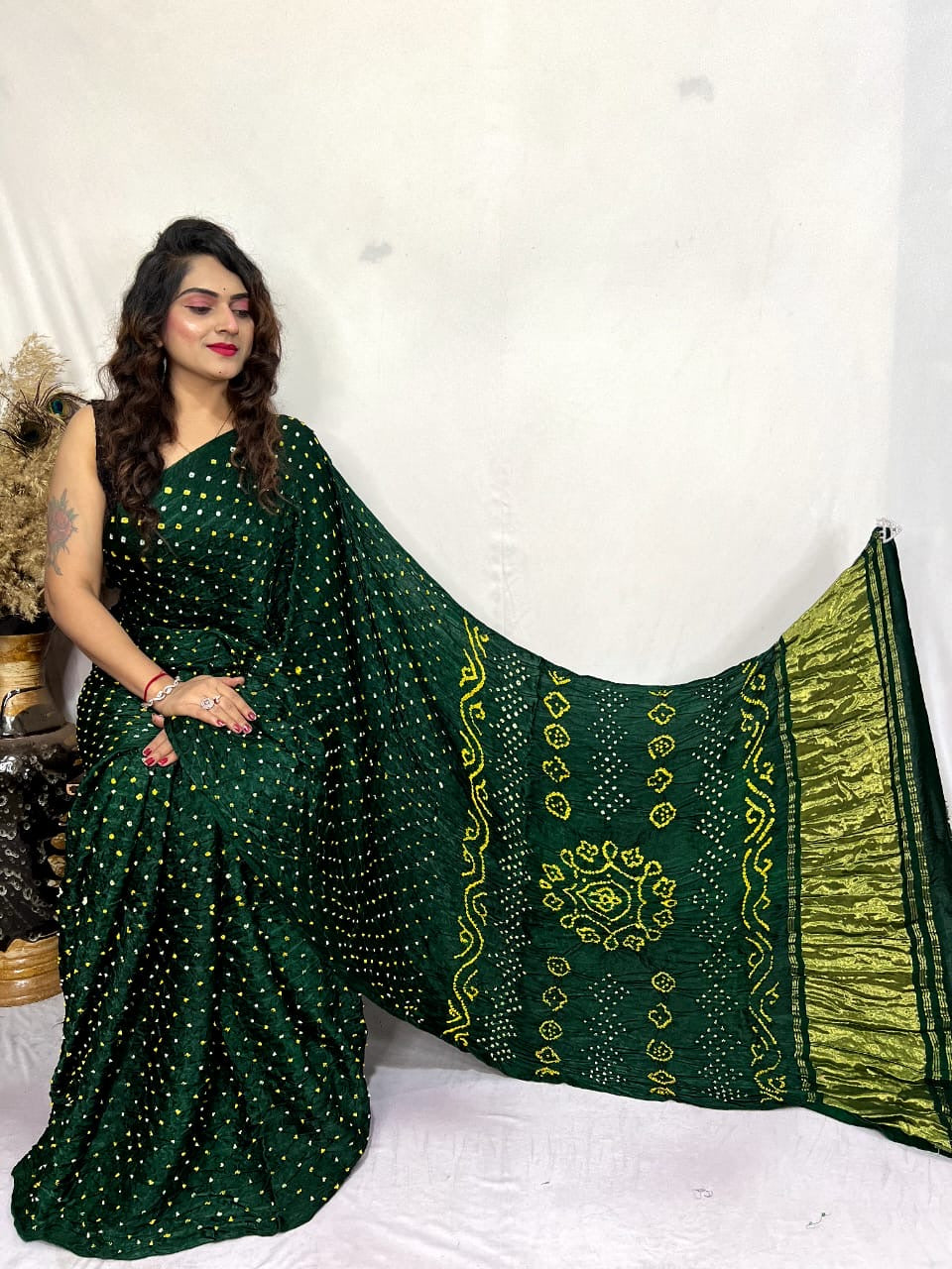 Modal Silk Heavy Bandhej Work Bandhani Saree - Premium from Ethenika.com - Just INR 4990! Shop now at Ethenika.com