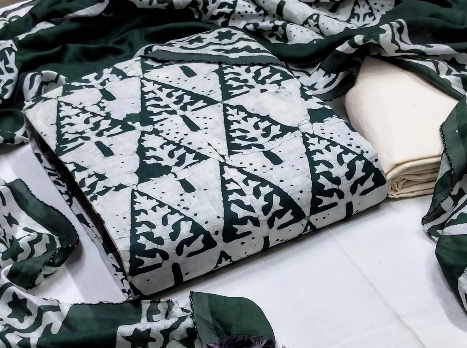 Cotton Hand Blocked Batik Salwar Material (Unstitched) - Premium  from Ethenika.com - Just INR 1290! Shop now at Ethenika.com