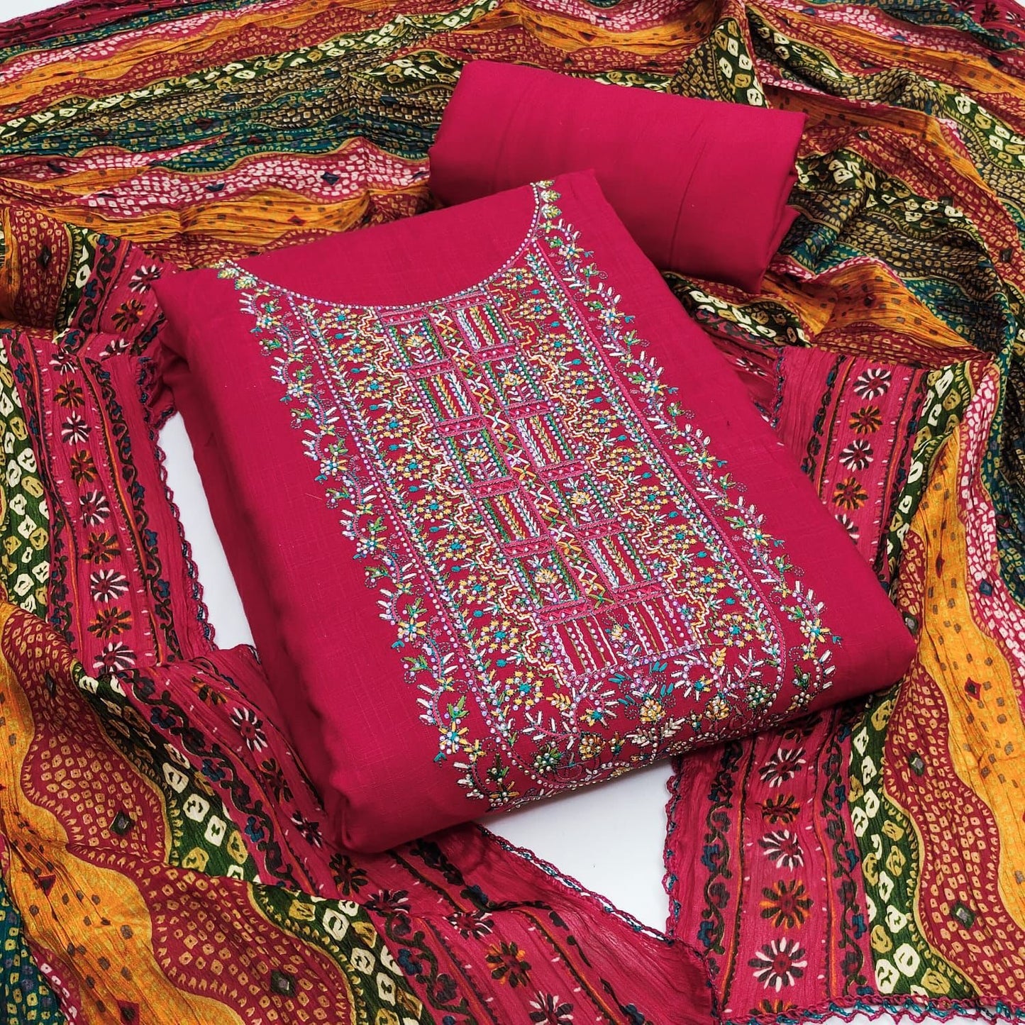 Rayon Cotton Neck work Dress Material (Unstitched) - Premium from Ethenika.com - Just INR 1590! Shop now at Ethenika.com
