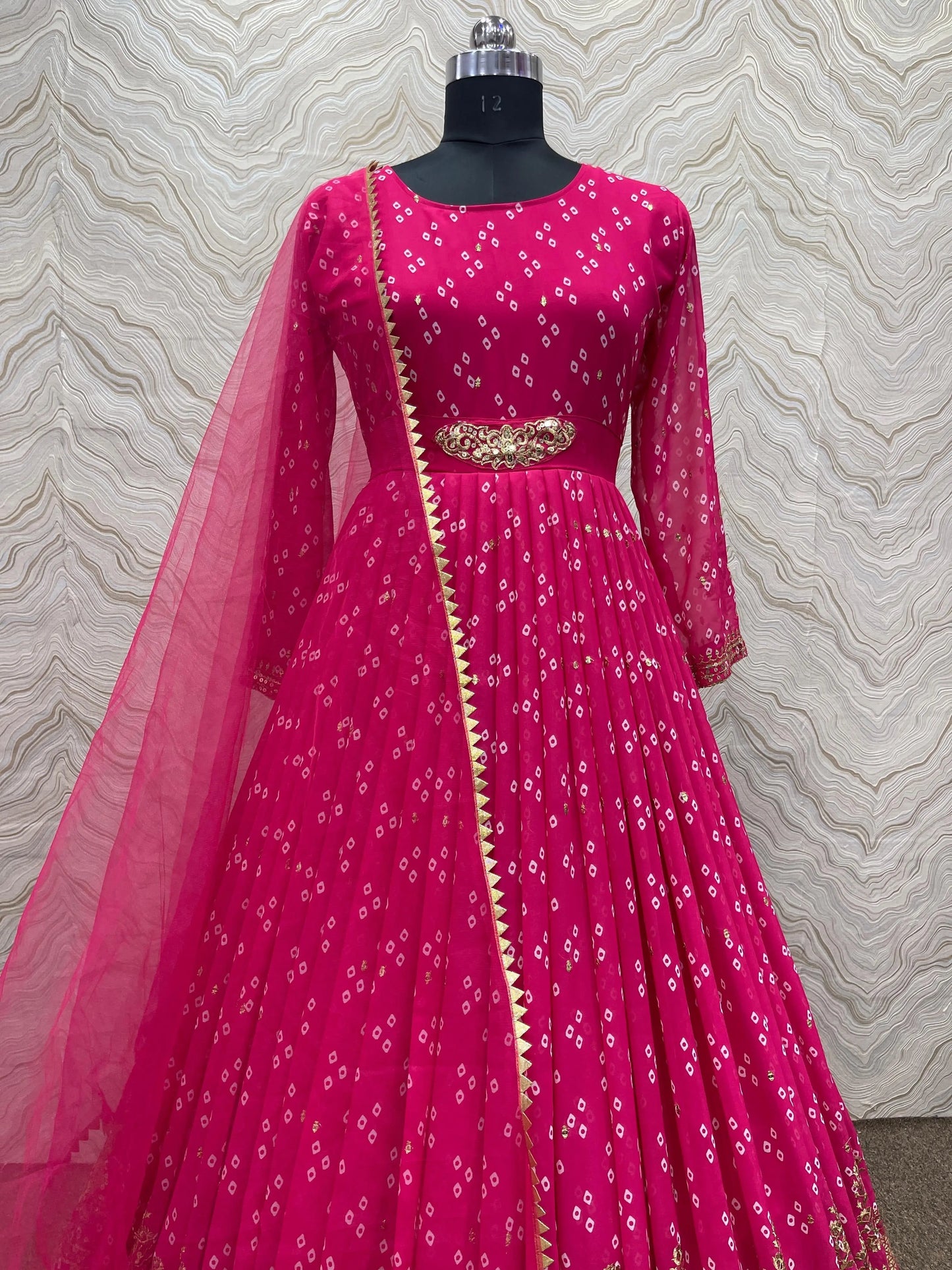 Faux Georgette Print with Embroidery work Womens Stitched Gown - Premium  from Ethenika.com - Just INR 2490! Shop now at Ethenika.com