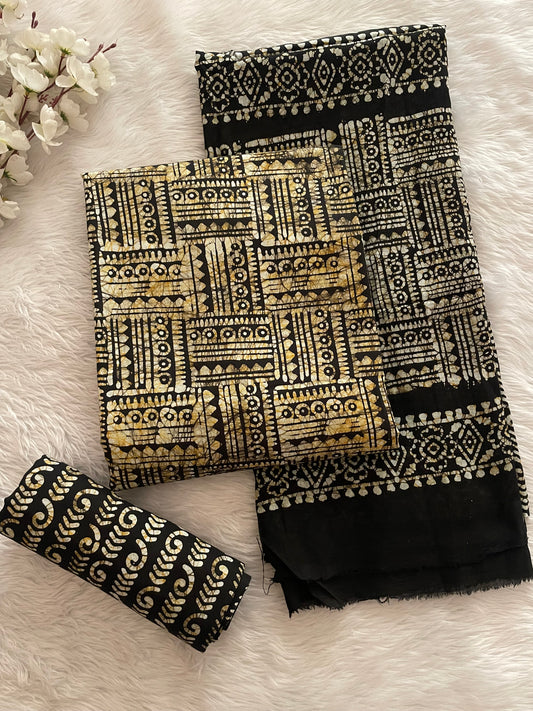 Cotton Hand Block Wax Batik Dress Material (Unstitched) - Premium  from Ethenika.com  - Just INR 1590! Shop now at Ethenika.com