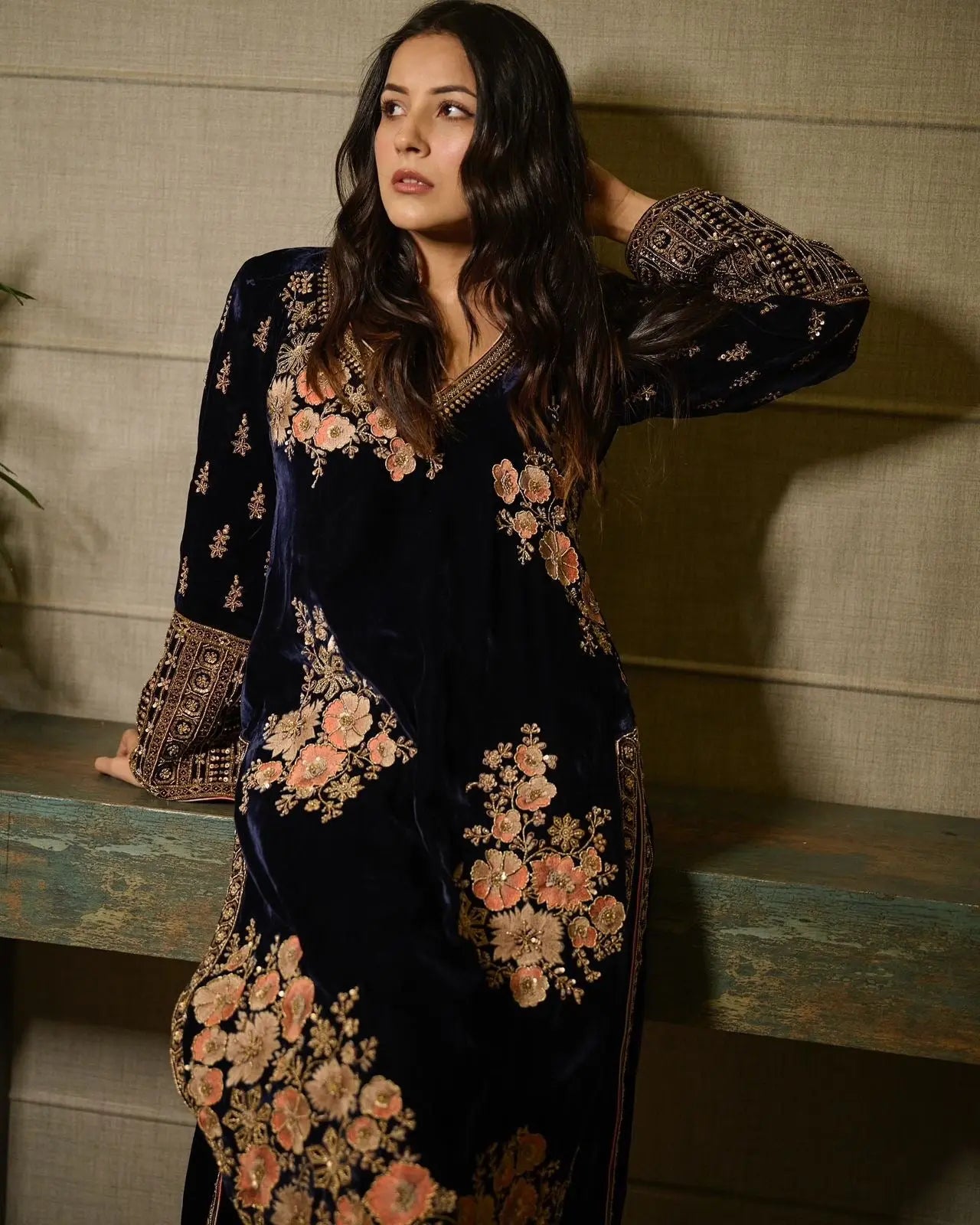 Viscose Thread Embroidery work Party wear Velvet suit - Premium  from Ethenika.com  - Just INR 2990! Shop now at Ethenika.com