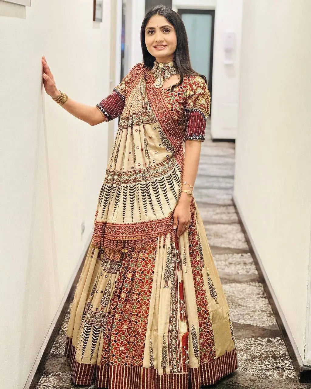 Heavy Muslin Digital Print Mirror Work Navratri Chaniya Choli - Premium from Ethenika.com - Just INR 2790! Shop now at Ethenika.com