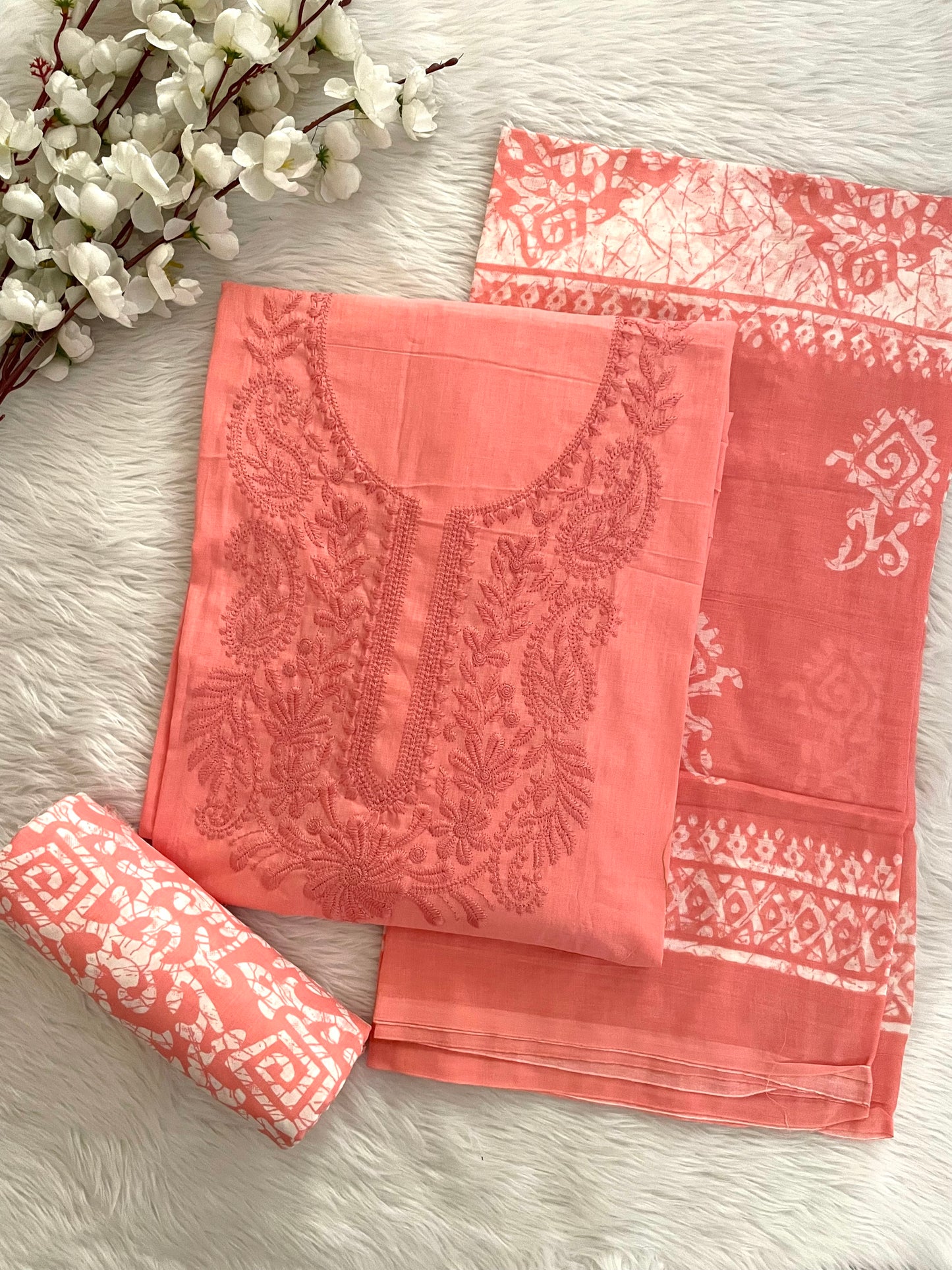 Soft Cotton Lakhnavi Thread Embroidery Work Batik Dress Material (Unstitched) - Premium from Ethenika.com - Just INR 1890! Shop now at Ethenika.com