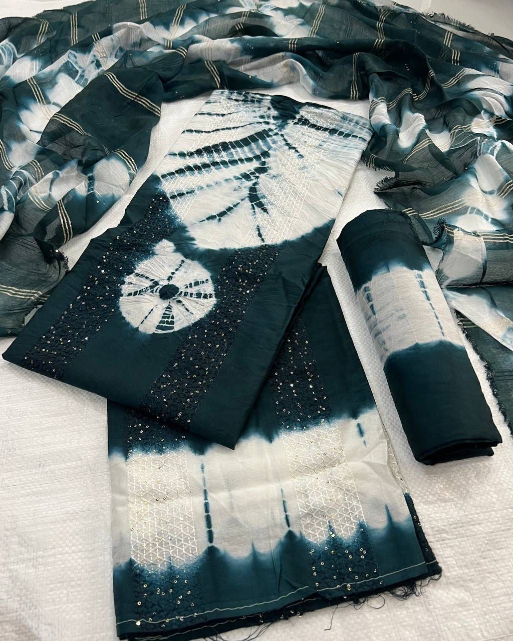 Pure Viscos Cotton Shibori 3 Pc Bandhani Dress Material (Unstitched) - Premium  from Ethenika.com  - Just INR 1490! Shop now at Ethenika.com