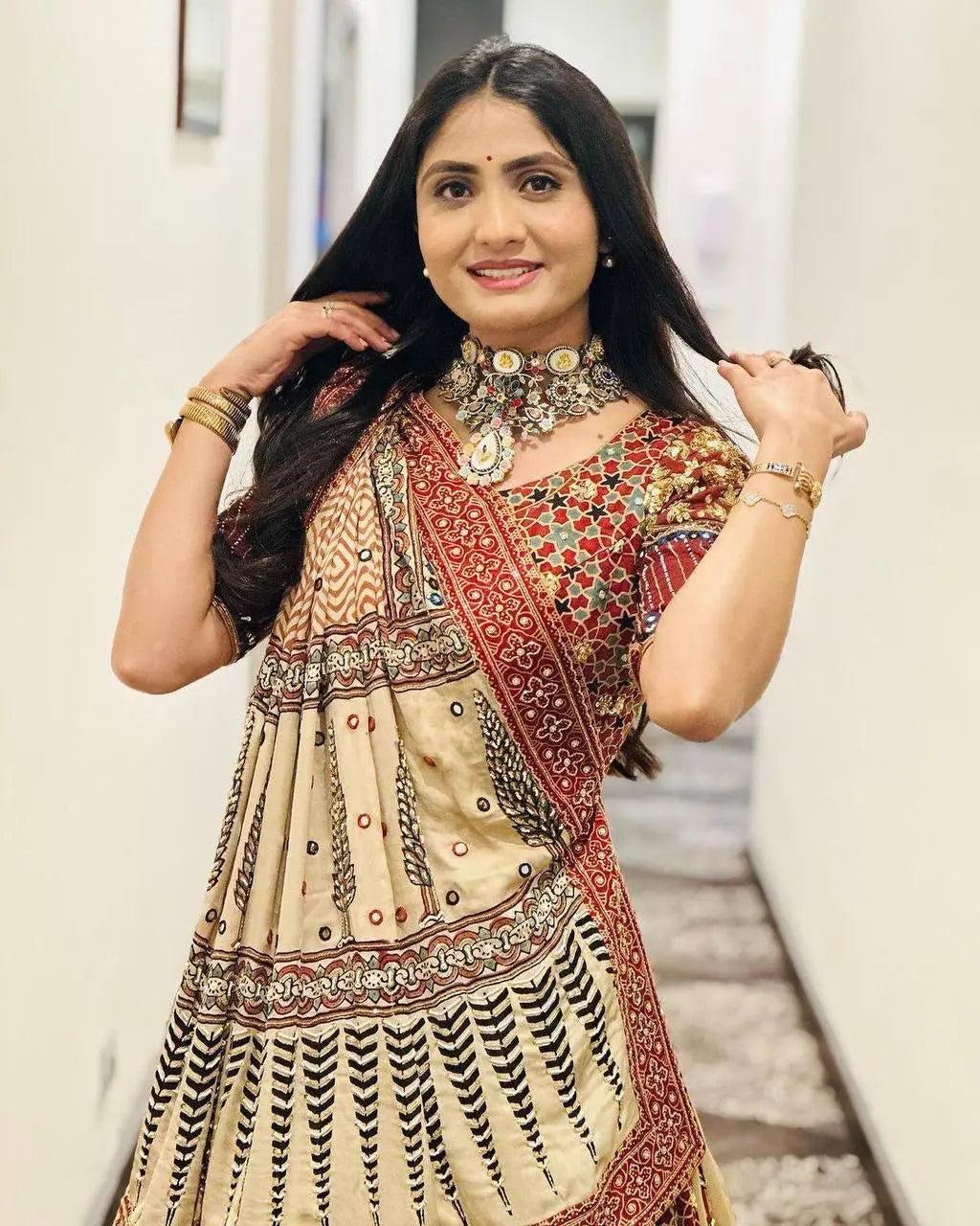 Heavy Muslin Digital Print Mirror Work Navratri Chaniya Choli - Premium from Ethenika.com - Just INR 2790! Shop now at Ethenika.com