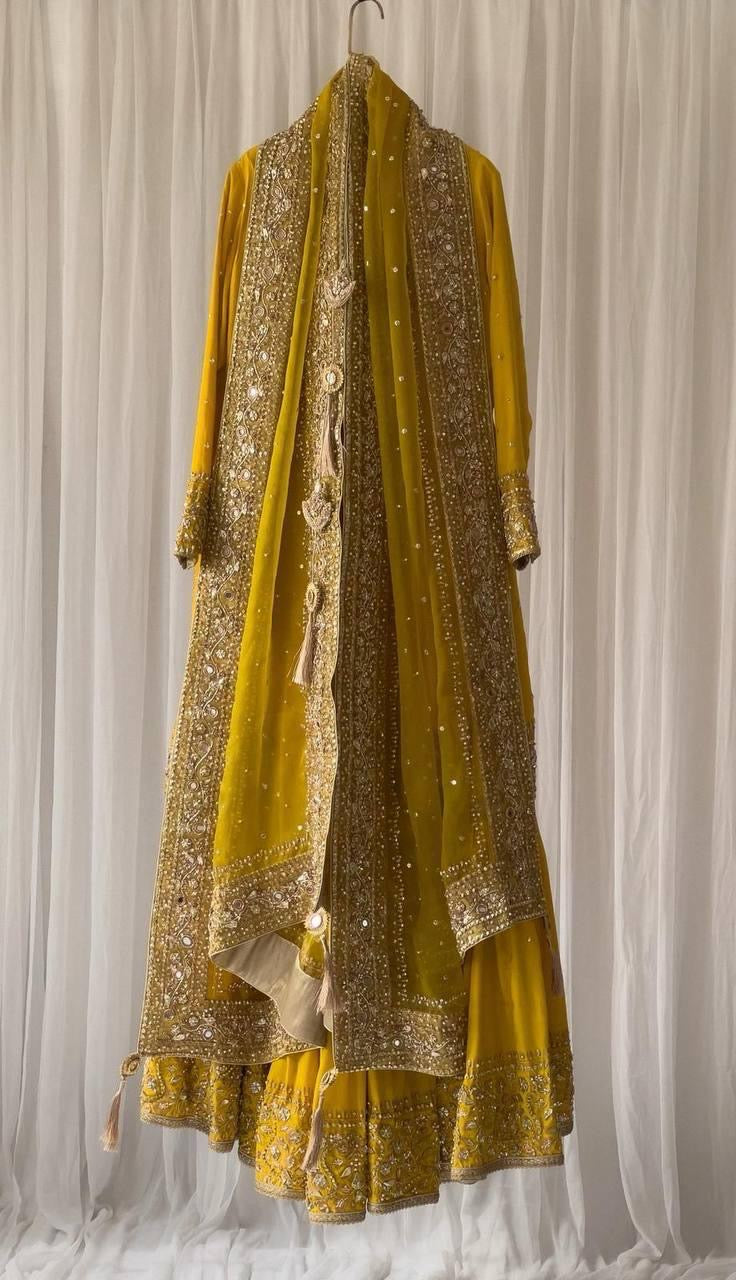Faux Georgette Haldi Ceremony Dress (Ready to Wear) - Premium from Ethenika.com - Just INR 2990! Shop now at Ethenika.com