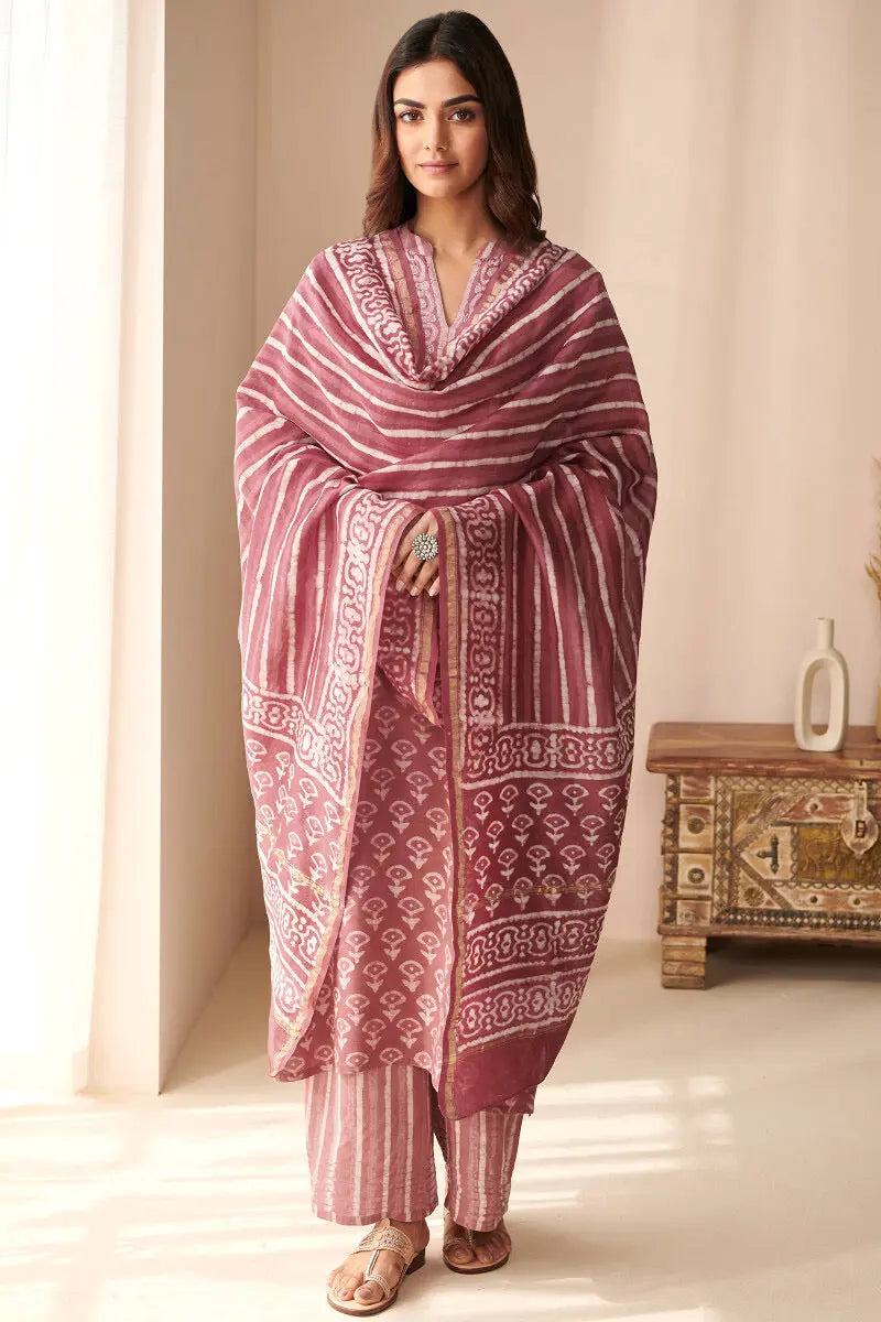Moti Work Block Print work Kurti Pant Dupatta Set for Summer - Premium from Ethenika.com - Just INR 2190! Shop now at Ethenika.com