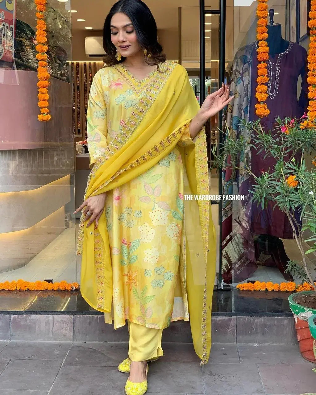 Muslin Silk digital Print with Embroidery work Kurti Pant Dupatta Set - Premium from Ethenika.com - Just INR 2790! Shop now at Ethenika.com