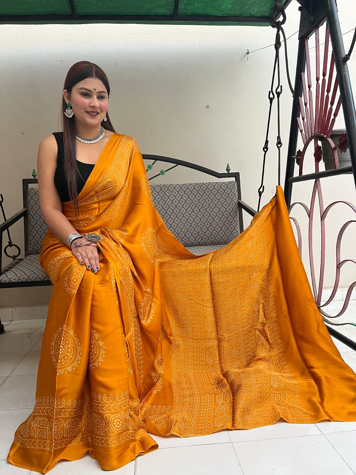 Modal Silk Ajrakh Print Premium Saree - Premium from Ethenika.com - Just INR 3490! Shop now at Ethenika.com