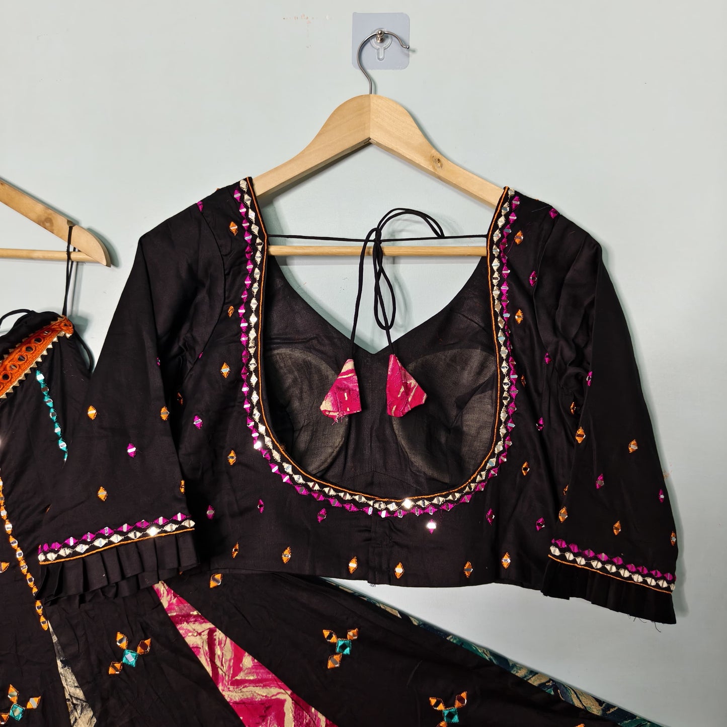 Pure Jaam Cotton Real Mirror Embroidery work Navratri Special Chaniya Choli (Ready to Wear)