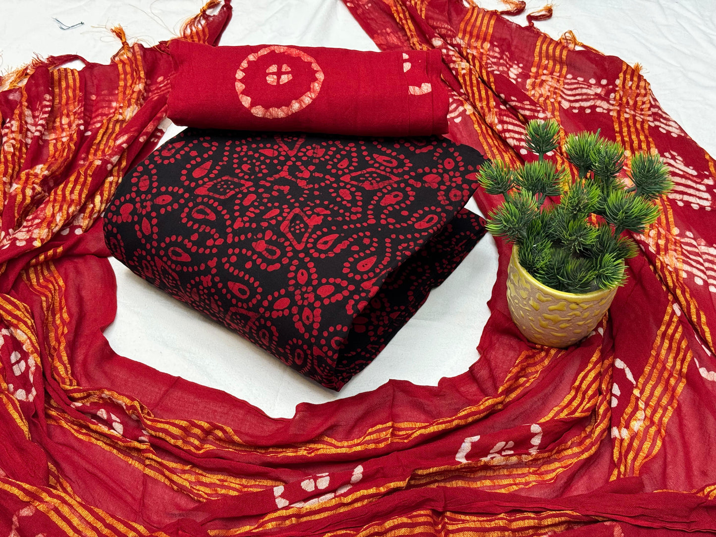 Cotton Hand Blocked Batik Dress Material - Premium  from Ethenika.com - Just INR 1390! Shop now at Ethenika.com