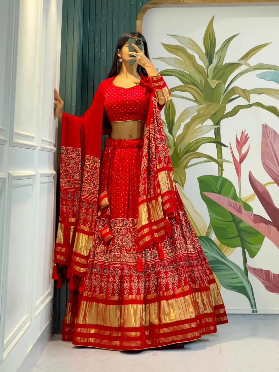 Modal Authentic Hand Blocked Ajrakh work Navratri Special Chaniya Choli - Premium from Ethenika.com - Just INR 6990! Shop now at Ethenika.com