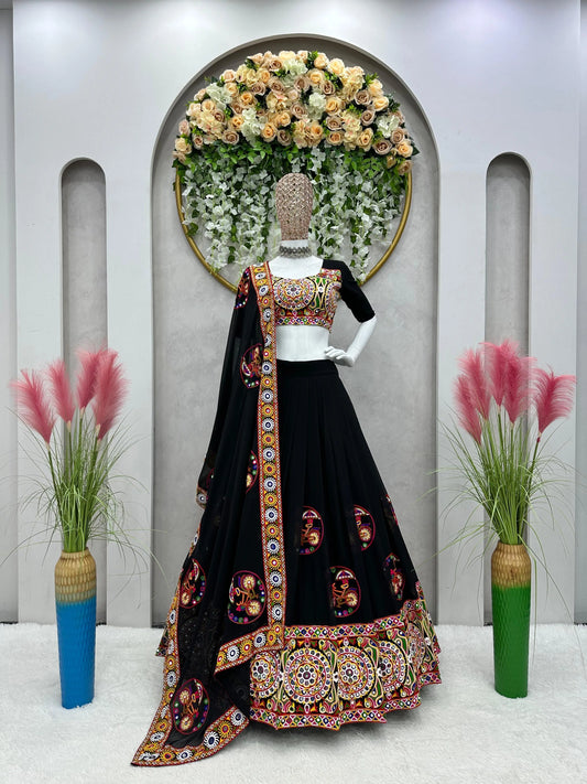Faux Gerogette Full Mirror work Chaniya Choli (Stitched) - Premium  from Ethenika.com - Just INR 3999! Shop now at Ethenika.com