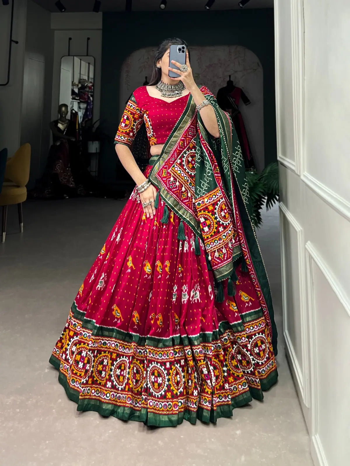 Tussar Silk Patola Print Navratri Special Chaniya Choli - Premium from Ethenika.com - Just INR 4990! Shop now at Ethenika.com