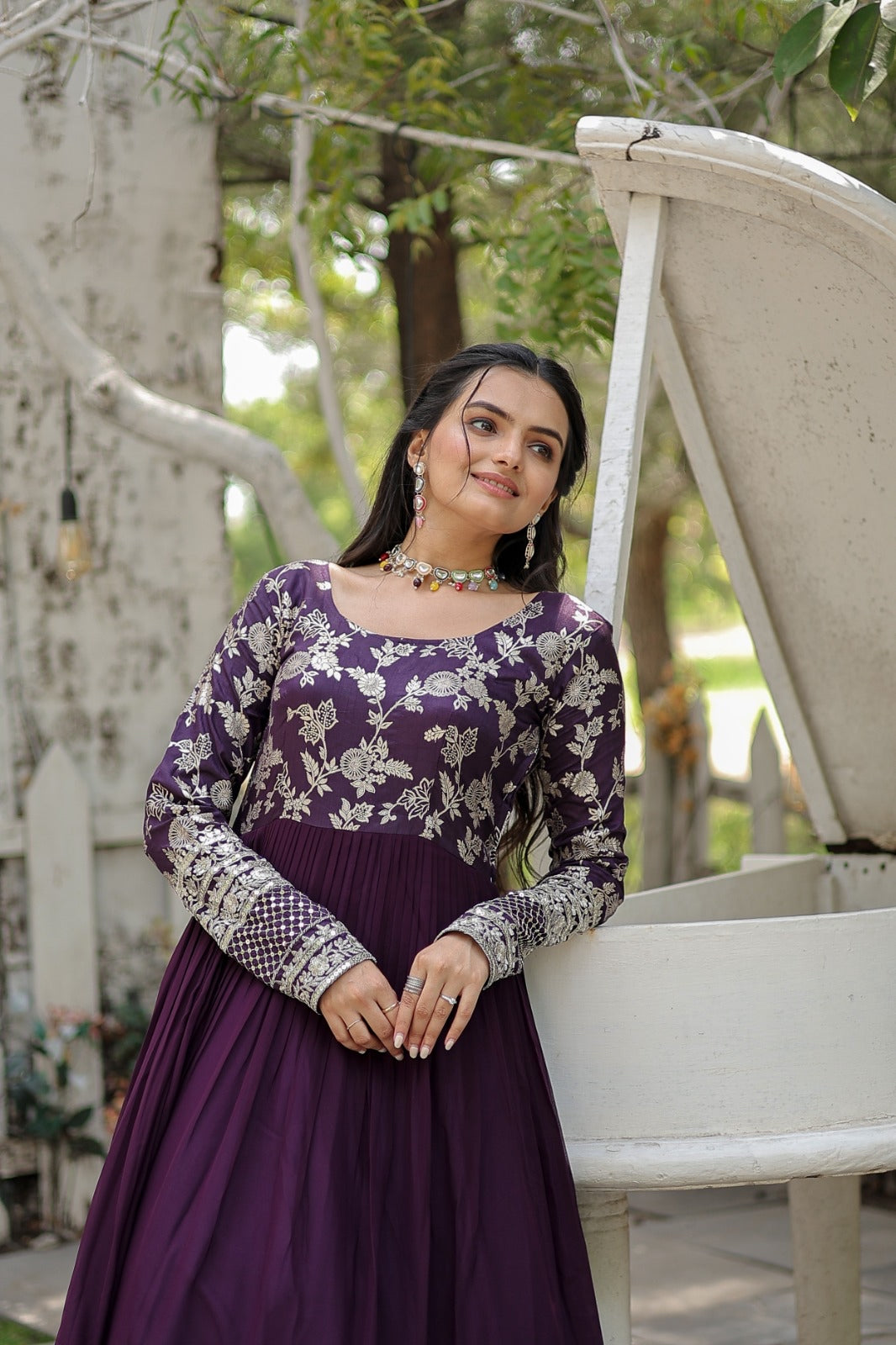Viscos Jeckard Sequence Work Womens Gown (Stitched) - Premium from Ethenika.com - Just INR 1890! Shop now at Ethenika.com