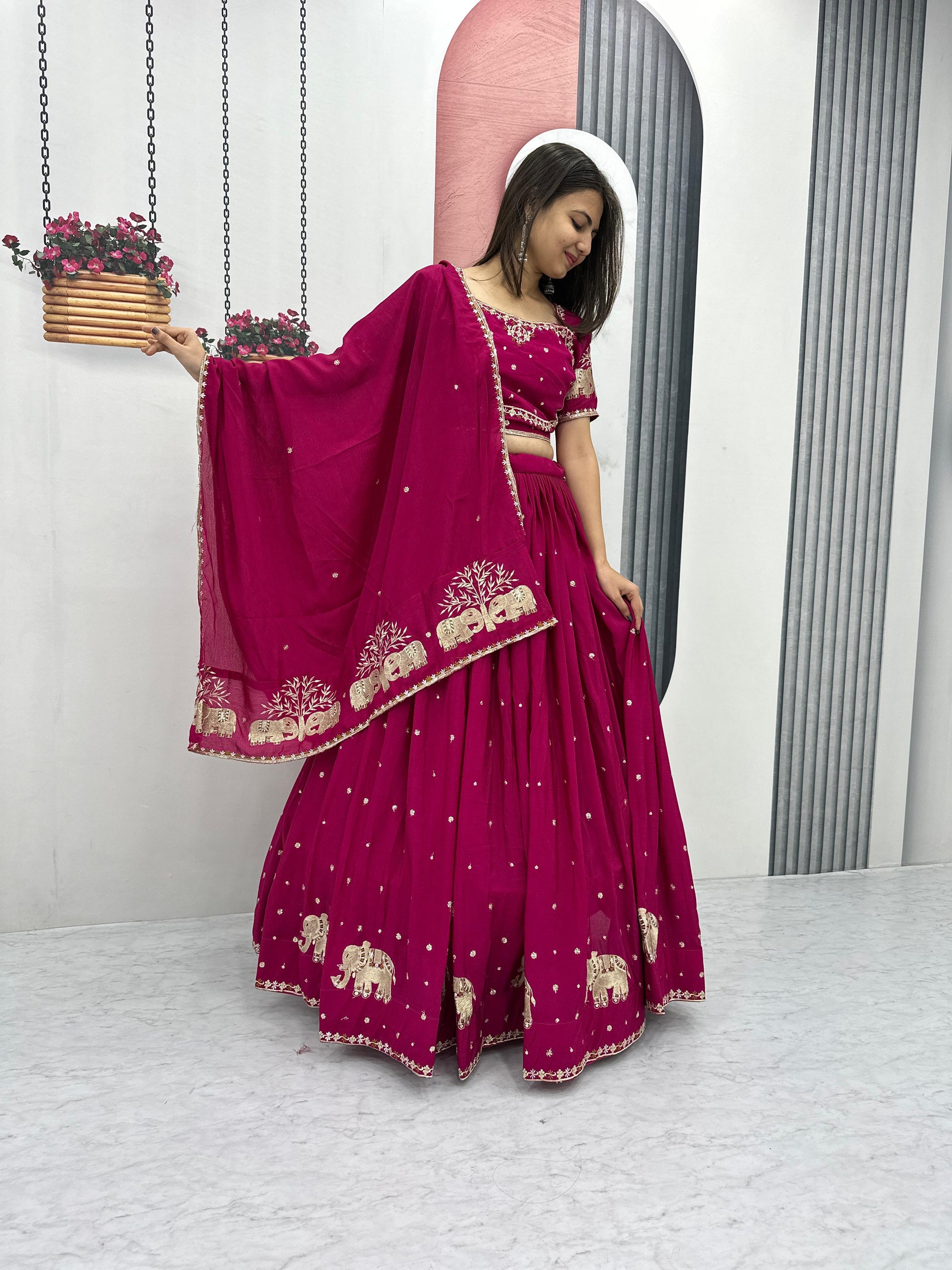 Chinon Thread Embroidery work Chaniya Choli - Premium  from Ethenika.com  - Just INR 3990! Shop now at Ethenika.com