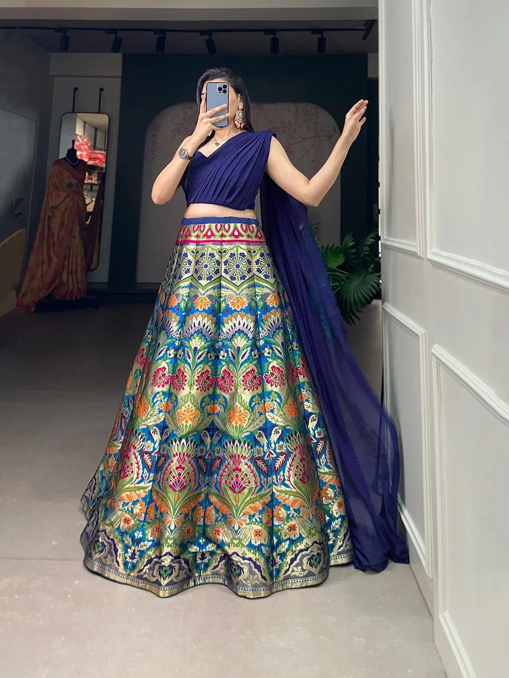 Banarsi Silk Zari Weaving work Lehenga Choli Set - Premium from Ethenika.com - Just INR 4990! Shop now at Ethenika.com