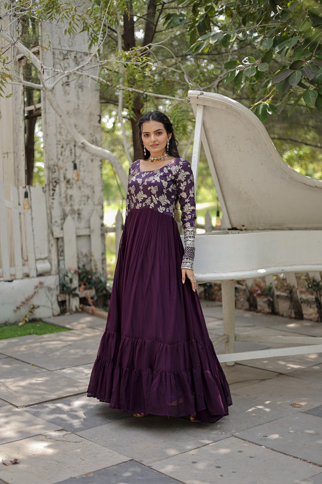 Viscos Jeckard Sequence Work Womens Gown (Stitched) - Premium from Ethenika.com - Just INR 1890! Shop now at Ethenika.com