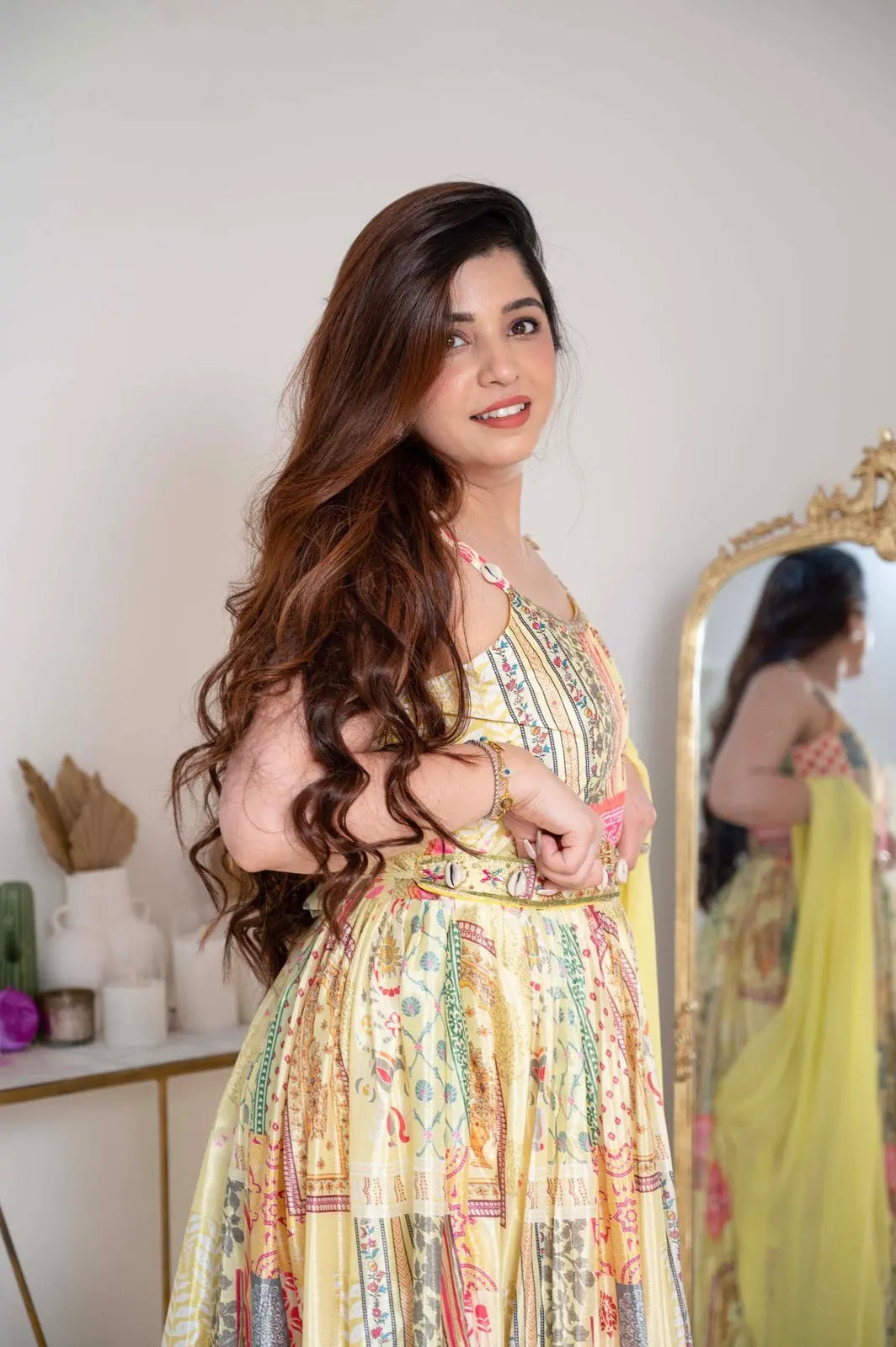 Digital Print work with Belt dupatta Maxi Dress (Stitched) - Premium from Ethenika.com - Just INR 1790! Shop now at Ethenika.com