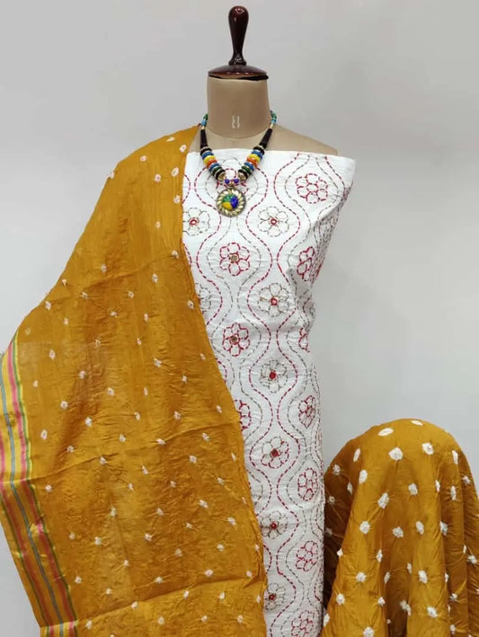 Cotton Thread Embroidery work Bandhani Dress Material - Premium  from Ethenika.com - Just INR 1790! Shop now at Ethenika.com