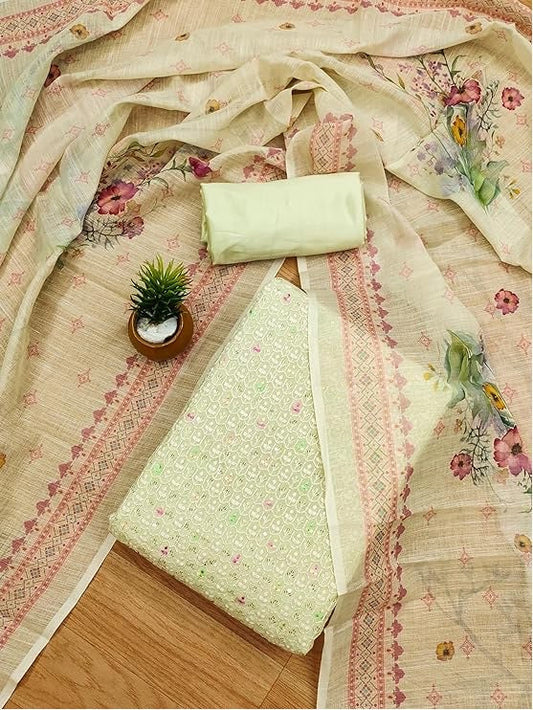 Modal Chanderi with Sequence Lakhnavi work Dress Material - Premium  from Ethenika.com - Just INR 1990! Shop now at Ethenika.com