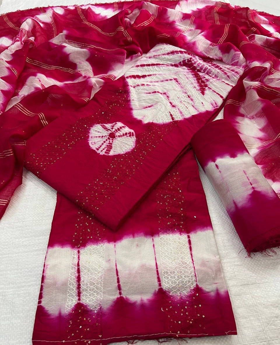 Pure Viscos Cotton Shibori 3 Pc Bandhani Dress Material (Unstitched) - Premium  from Ethenika.com  - Just INR 1490! Shop now at Ethenika.com